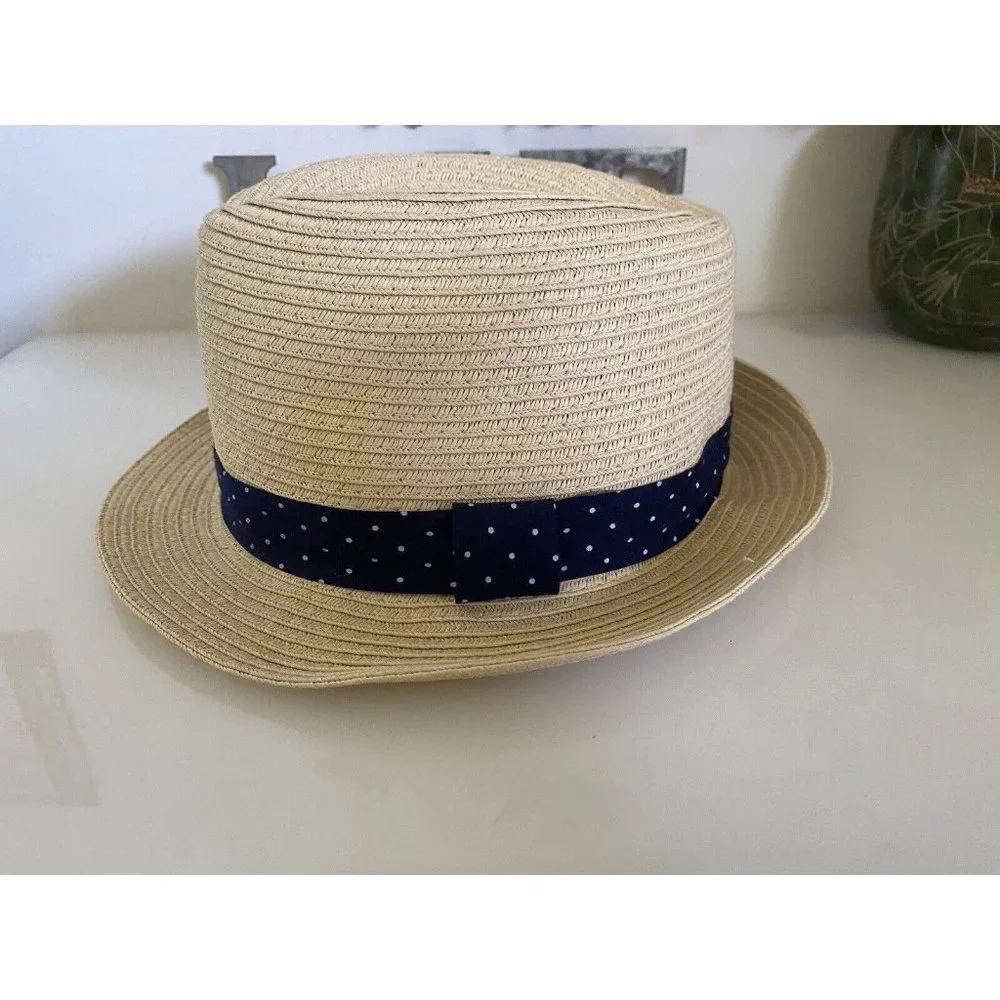 Carter’s 2 Fedora Straw Sun Hats Cap Blue Ribbon For‎ Child 2-4 Mint Condition!